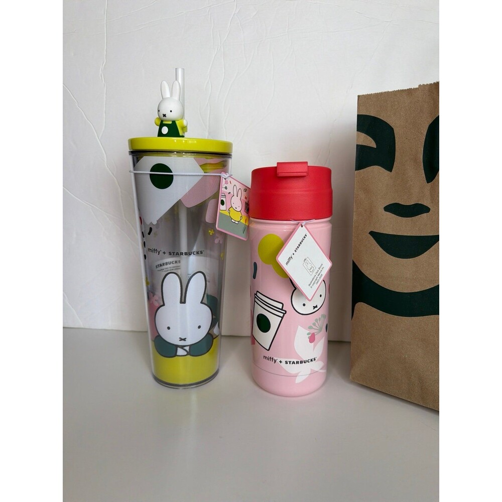 Starbucks Miffy Exclusive Tumbler Set of 2 Pastel Yellow Pink Limited Edition NW